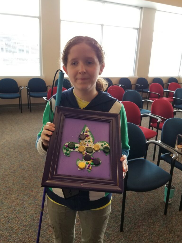 Artwork and artists from the February 2019 — Mardi Gras Fun session at Creating With Blind Abandon.