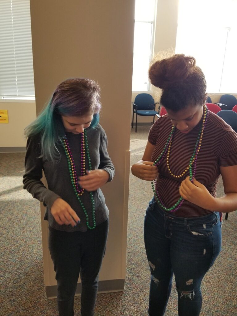 Artwork and artists from the February 2019 — Mardi Gras Fun session at Creating With Blind Abandon.