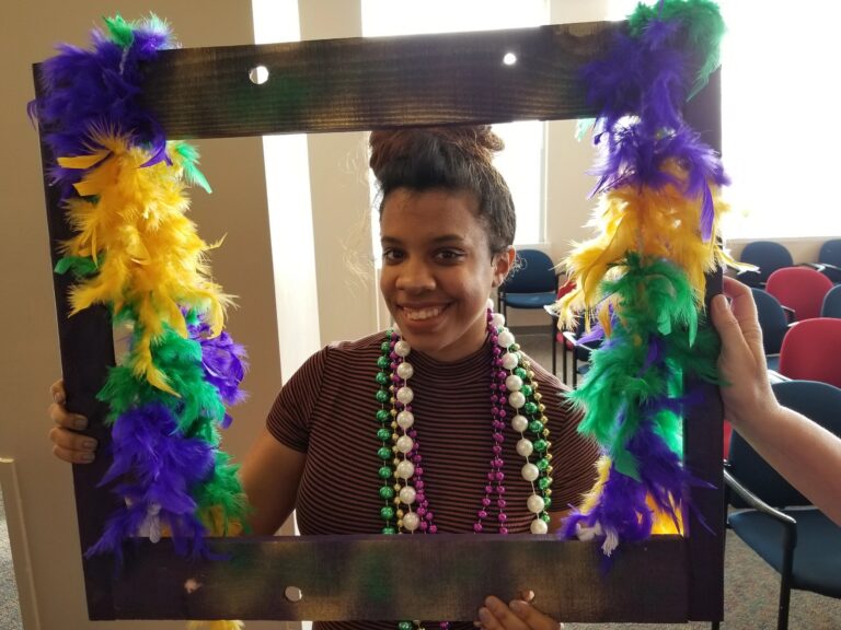Artwork and artists from the February 2019 — Mardi Gras Fun session at Creating With Blind Abandon.