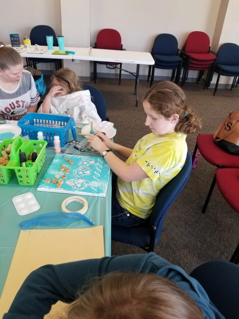 Artwork and artists from the January 2019 — Braille Art on Canvas session at Creating With Blind Abandon.