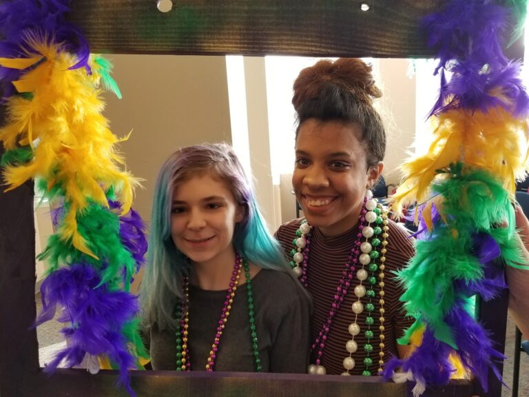 Artwork and artists from the February 2019 — Mardi Gras Fun session at Creating With Blind Abandon.