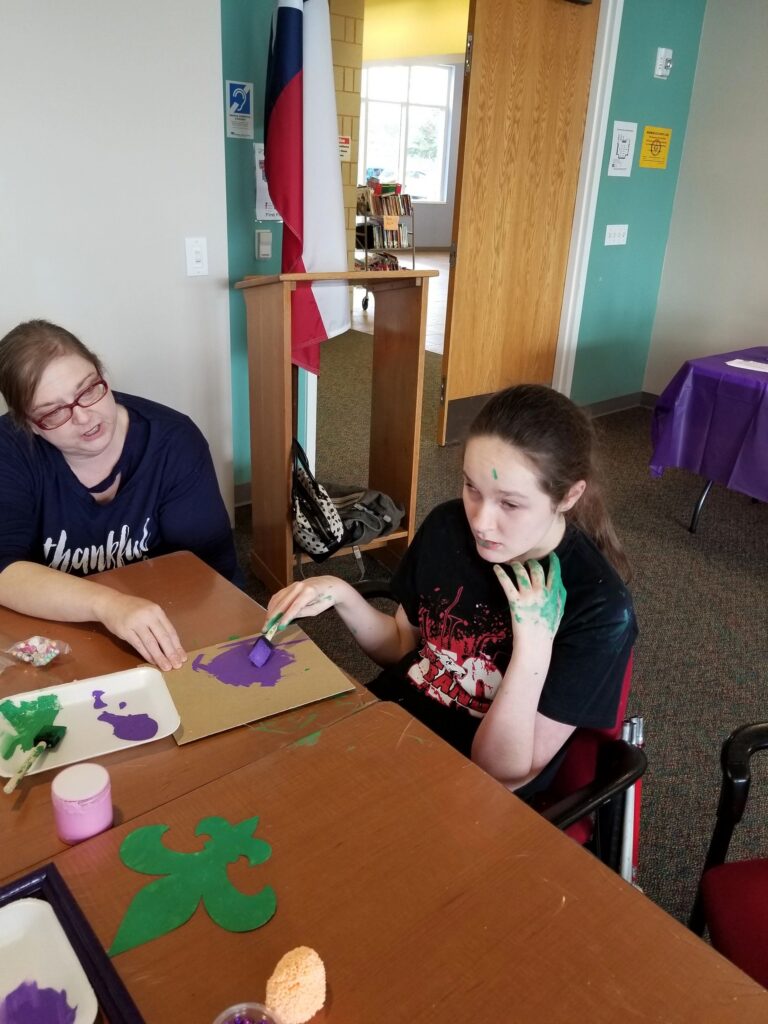 Artwork and artists from the February 2019 — Mardi Gras Fun session at Creating With Blind Abandon.