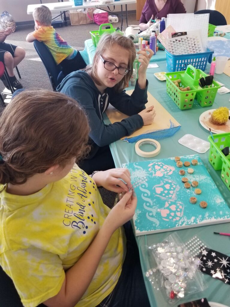Artwork and artists from the January 2019 — Braille Art on Canvas session at Creating With Blind Abandon.