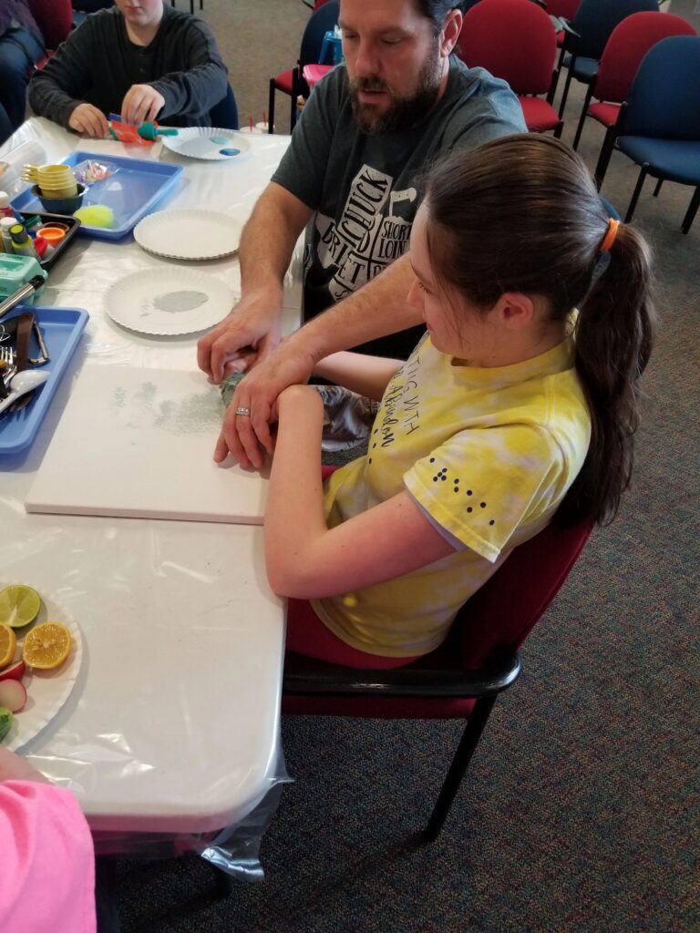 Artwork and artists from the March 2019 — Restaurant Art session at Creating With Blind Abandon.