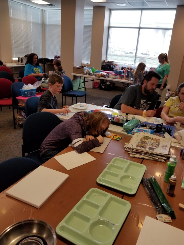 Artwork and artists from the March 2019 — Restaurant Art session at Creating With Blind Abandon.