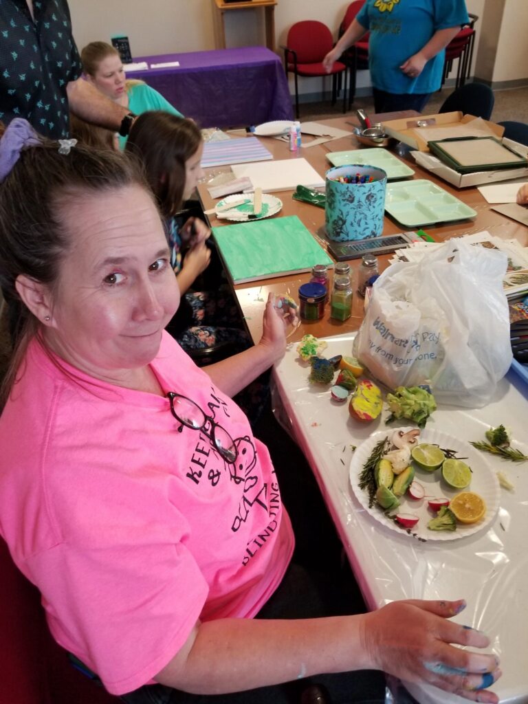 Artwork and artists from the March 2019 — Restaurant Art session at Creating With Blind Abandon.