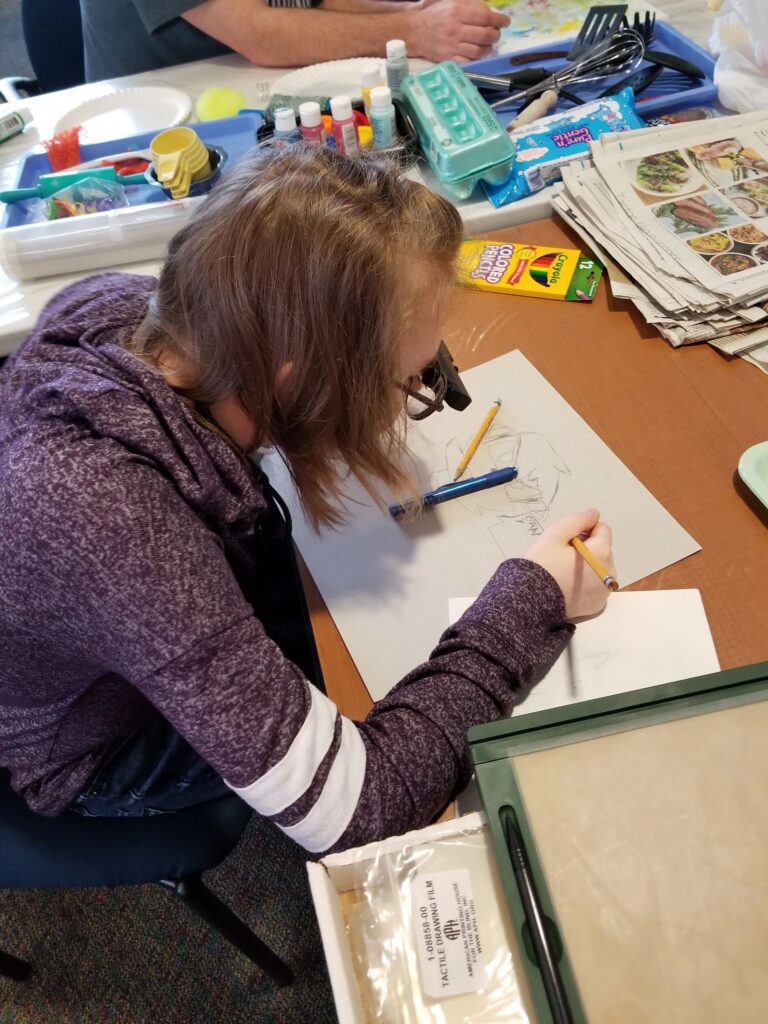 Artwork and artists from the March 2019 — Restaurant Art session at Creating With Blind Abandon.
