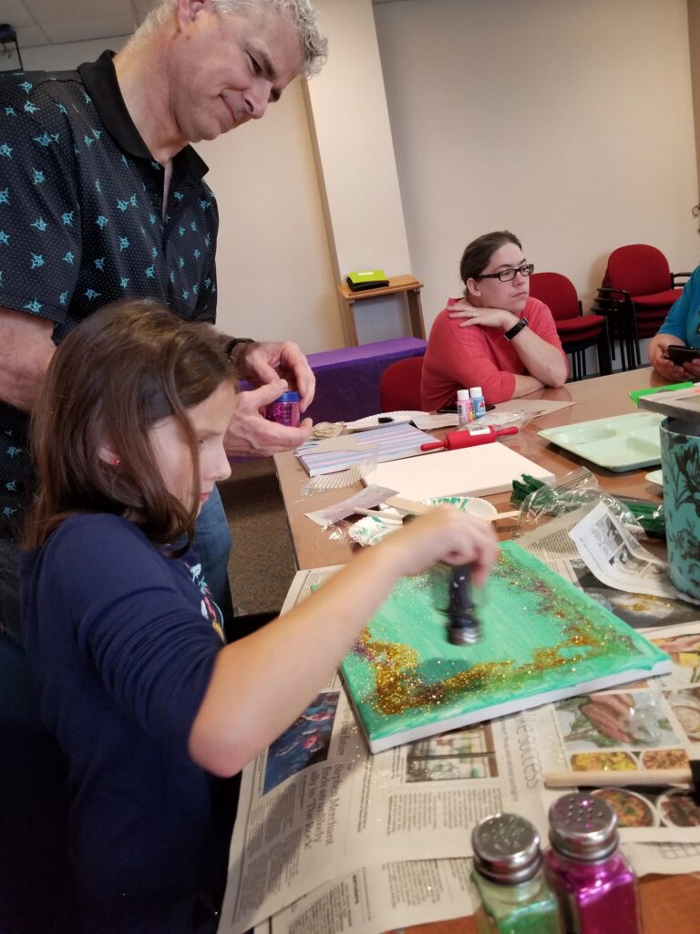Artwork and artists from the March 2019 — Restaurant Art session at Creating With Blind Abandon.