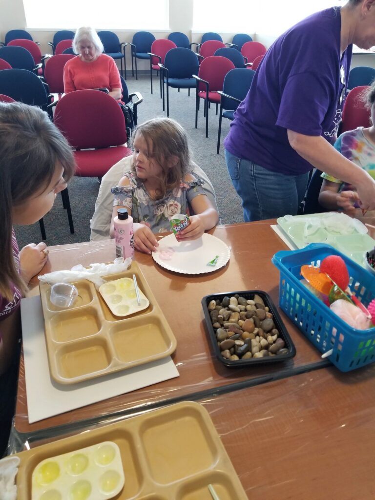 Artwork and artists from the May 2019 — Rocking Flowers for Mom! session at Creating With Blind Abandon.