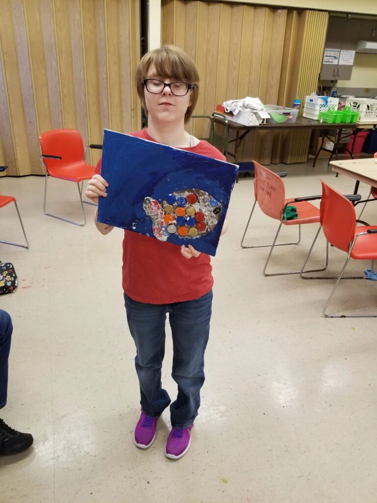 Artwork and artists from the June 2019 — A Fishy Situation session at Creating With Blind Abandon.