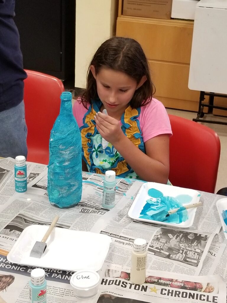 Artwork and artists from the August 2019 Beach Bottles session at Creating With Blind Abandon.