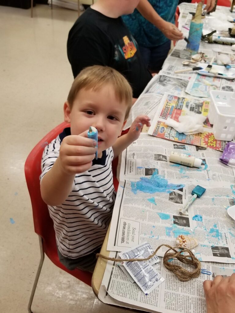 Artwork and artists from the August 2019 Beach Bottles session at Creating With Blind Abandon.