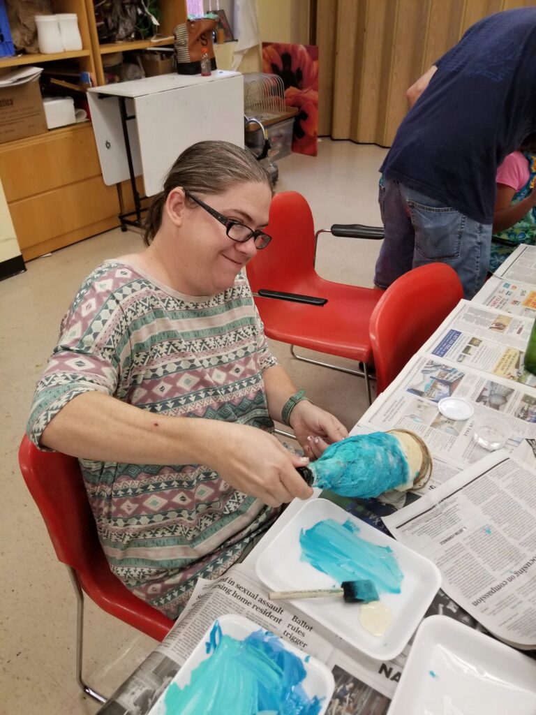 Artwork and artists from the August 2019 Beach Bottles session at Creating With Blind Abandon.