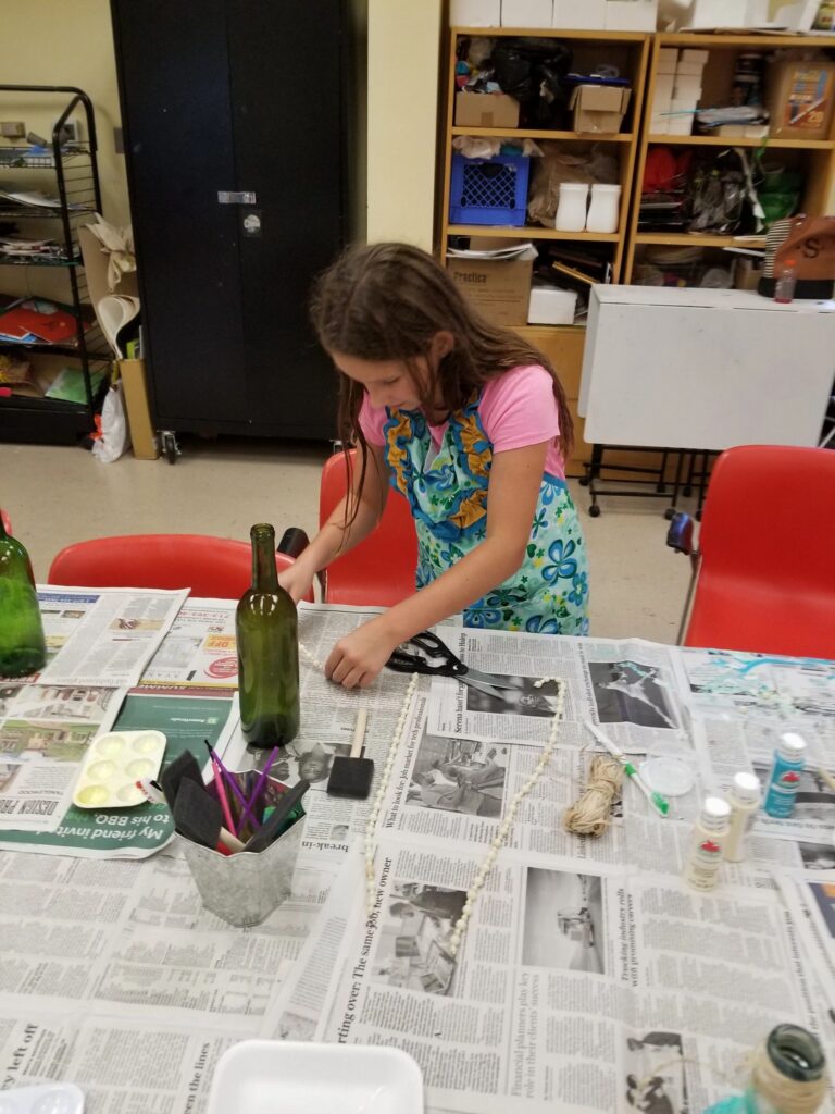 Artwork and artists from the August 2019 Beach Bottles session at Creating With Blind Abandon.