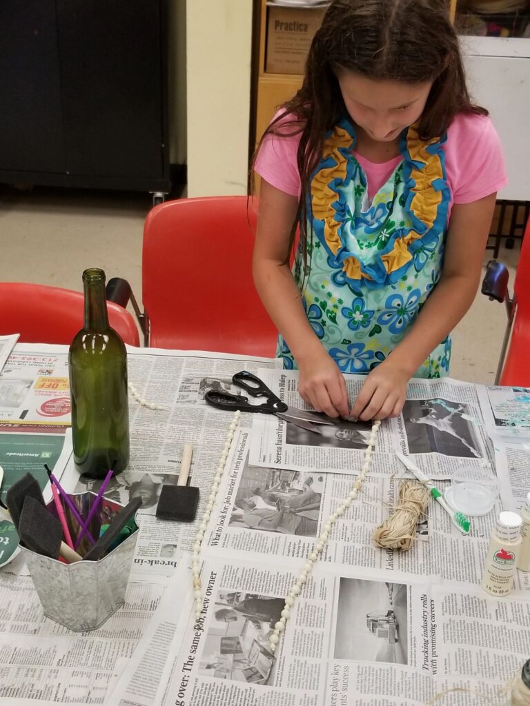 Artwork and artists from the August 2019 Beach Bottles session at Creating With Blind Abandon.