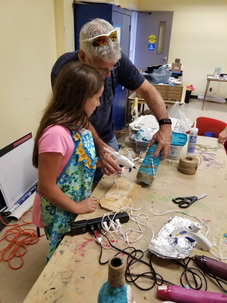 Artwork and artists from the August 2019 Beach Bottles session at Creating With Blind Abandon.