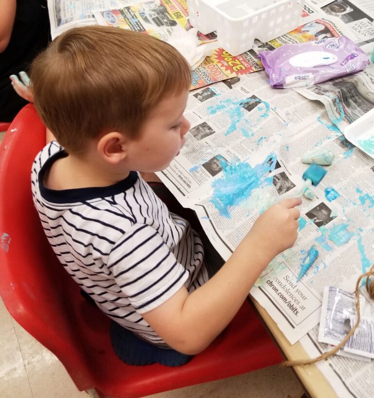 Artwork and artists from the August 2019 Beach Bottles session at Creating With Blind Abandon.