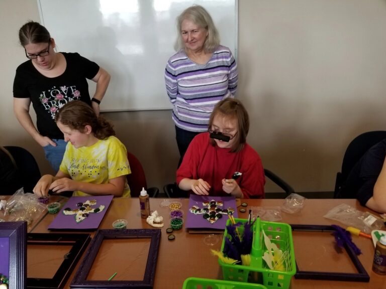 Artwork and artists from the February 2019 — Mardi Gras Fun session at Creating With Blind Abandon.