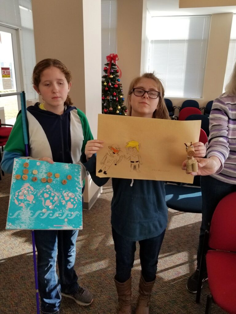 Artwork and artists from the January 2019 — Braille Art on Canvas session at Creating With Blind Abandon.