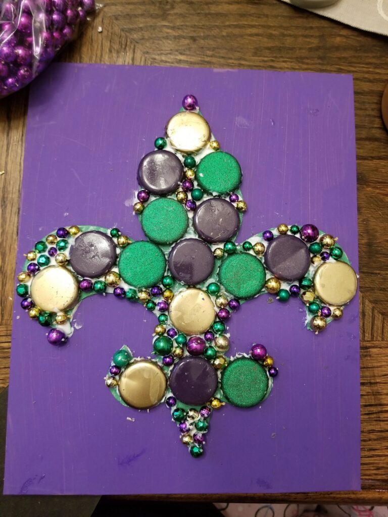 Artwork and artists from the February 2019 — Mardi Gras Fun session at Creating With Blind Abandon.