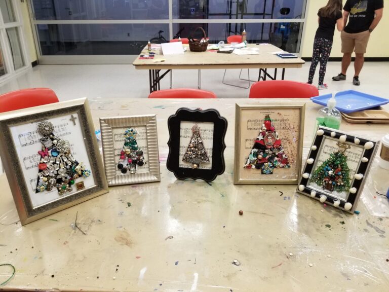 Artwork and artists from the Dec 2019 — Jeweled Christmas Trees session at Creating With Blind Abandon.