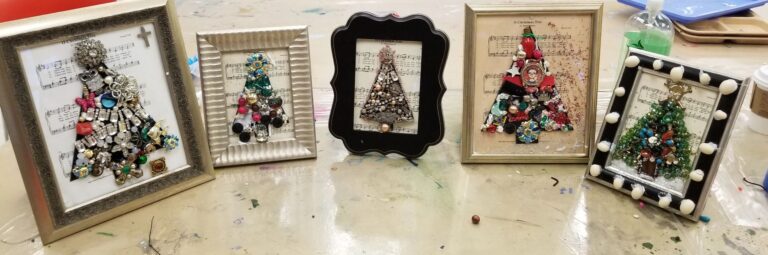 Artwork and artists from the Dec 2019 — Jeweled Christmas Trees session at Creating With Blind Abandon.