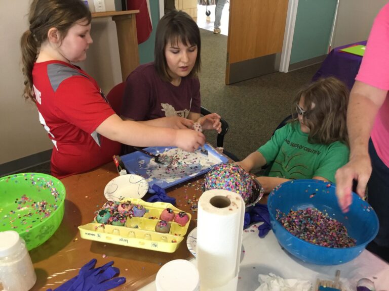 Artwork and artists from the April 2019 — Confetti Fun session at Creating With Blind Abandon.