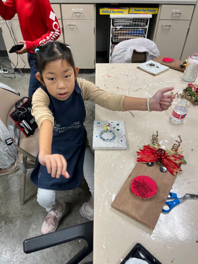 Artwork and artists from the Dec'23 — Kids Rudolph session at Creating With Blind Abandon.
