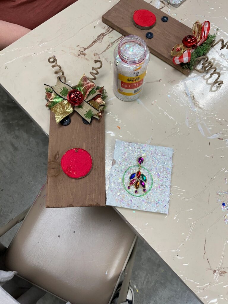 Artwork and artists from the Dec'23 — Kids Rudolph session at Creating With Blind Abandon.