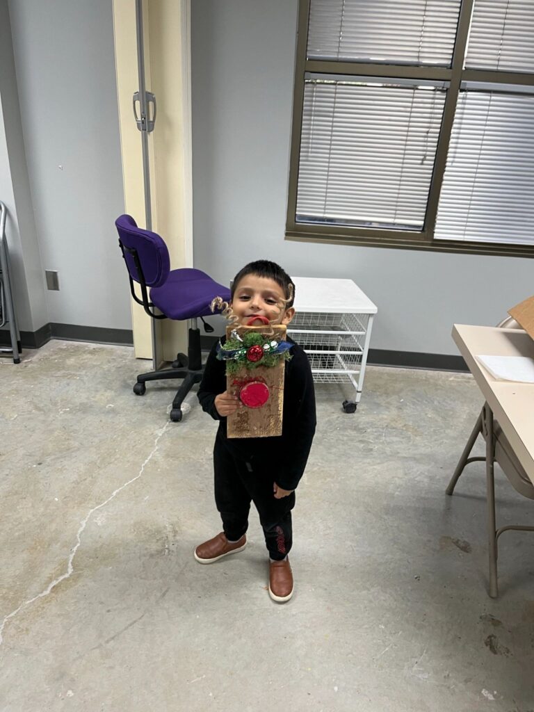 Artwork and artists from the Dec'23 — Kids Rudolph session at Creating With Blind Abandon.