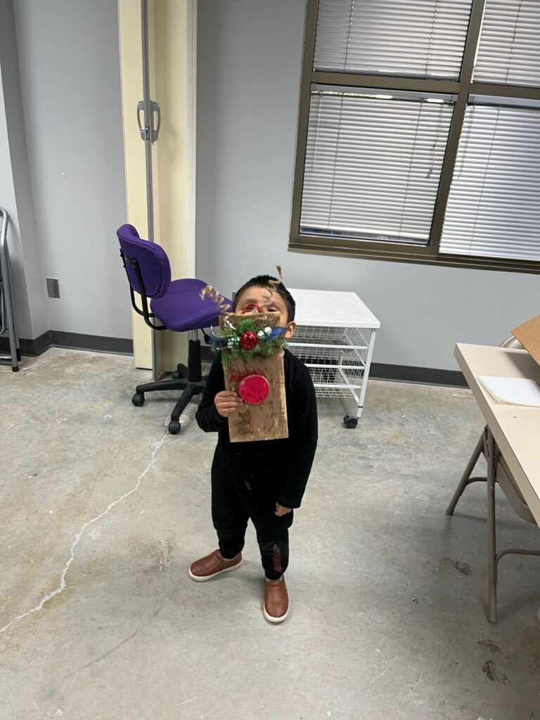Artwork and artists from the Dec'23 — Kids Rudolph session at Creating With Blind Abandon.