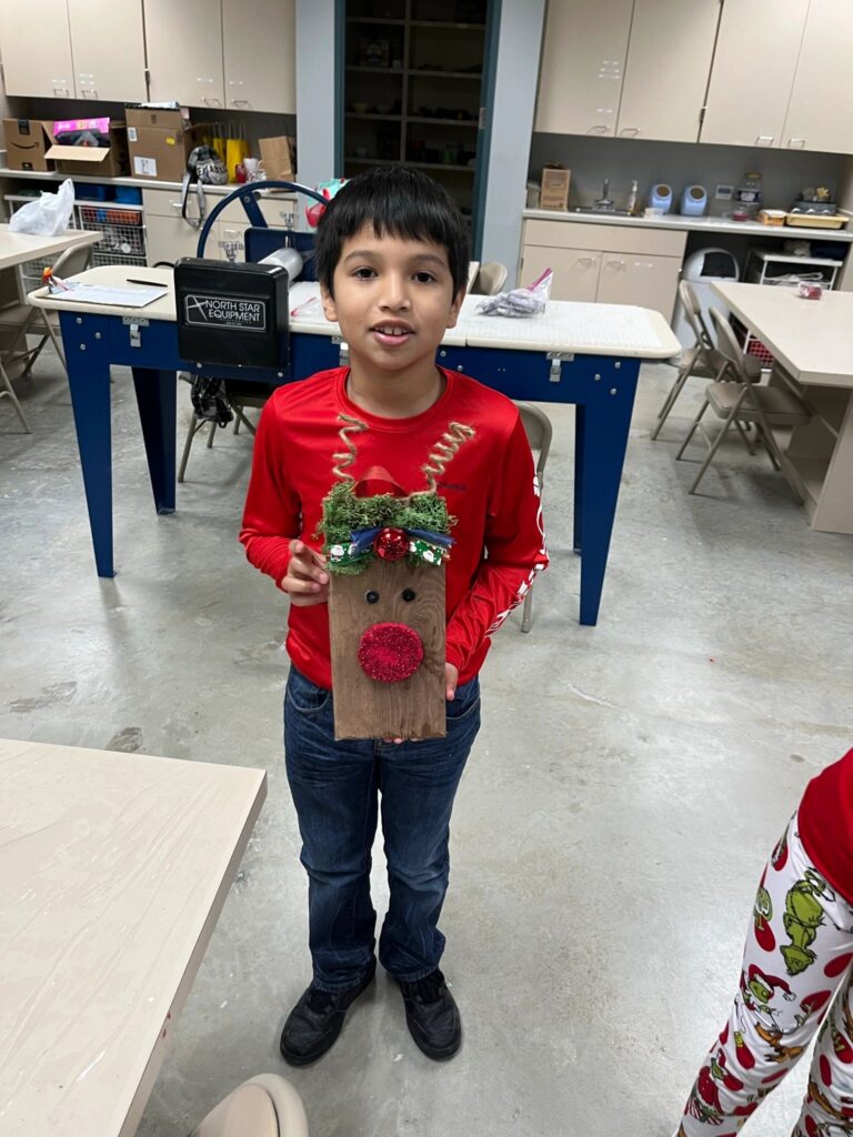 Artwork and artists from the Dec'23 — Kids Rudolph session at Creating With Blind Abandon.