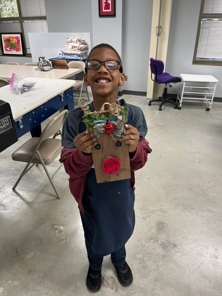 Artwork and artists from the Dec'23 — Kids Rudolph session at Creating With Blind Abandon.