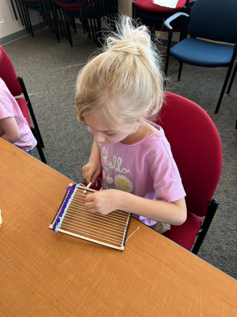 Artwork and artists from the March 2023 Weaving with guest artist, Tori Christenson session at Creating With Blind Abandon.