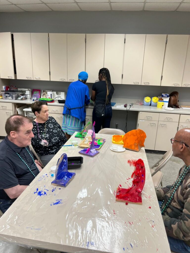 Artwork and artists from the September 2023 Adult Sculptures session at Creating With Blind Abandon.