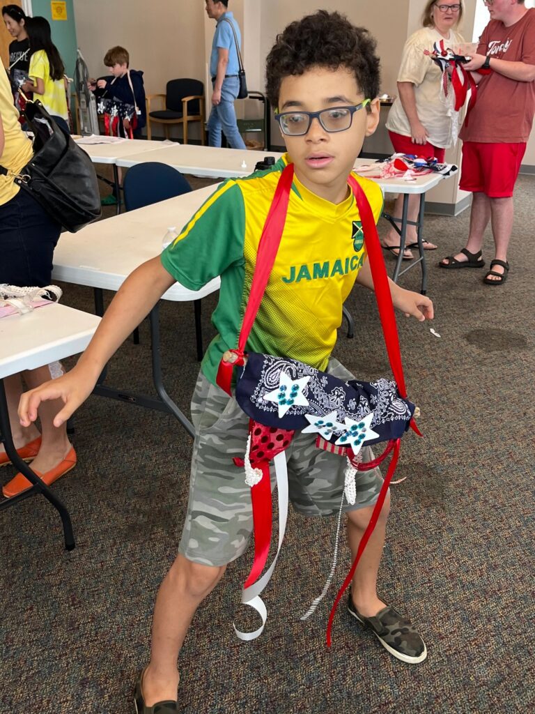 Artwork and artists from the May 2023 American Flag Banners session at Creating With Blind Abandon.