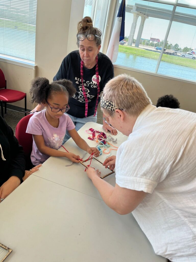 Artwork and artists from the March 2023 Weaving with guest artist, Tori Christenson session at Creating With Blind Abandon.