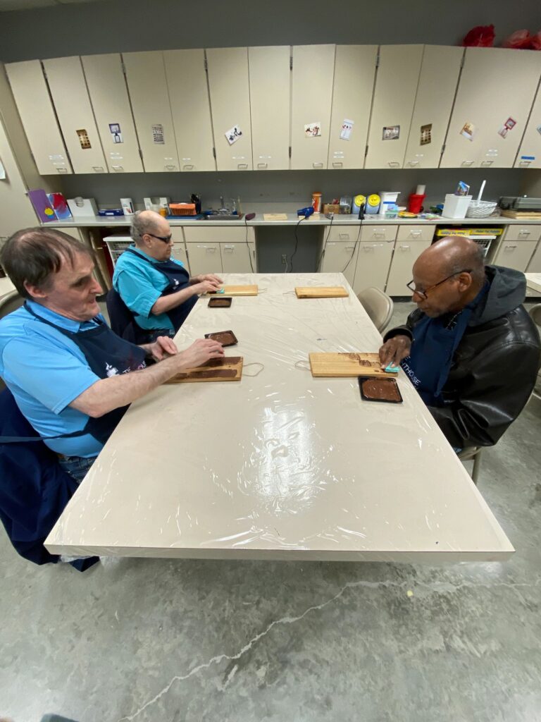Artwork and artists from the Dec'23 — Adults Rudolph session at Creating With Blind Abandon.