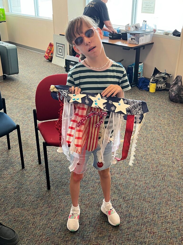 Artwork and artists from the May 2023 American Flag Banners session at Creating With Blind Abandon.