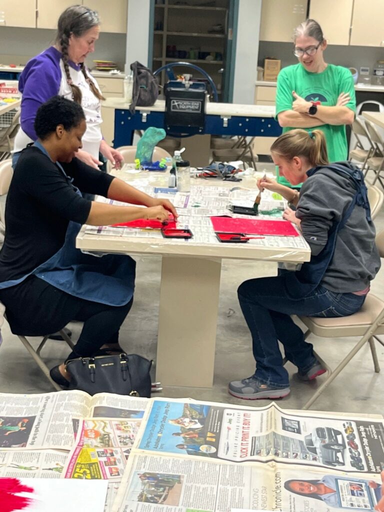 Artwork and artists from the Nov '23 — Adults - Christmas Trees session at Creating With Blind Abandon.