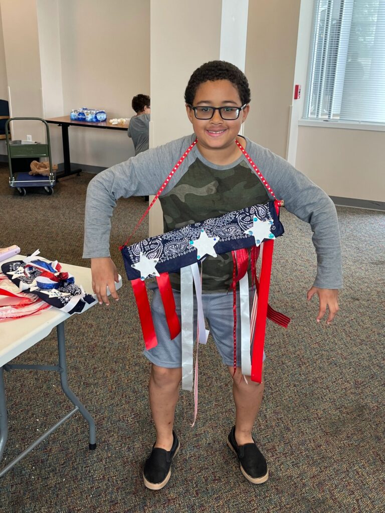 Artwork and artists from the May 2023 American Flag Banners session at Creating With Blind Abandon.