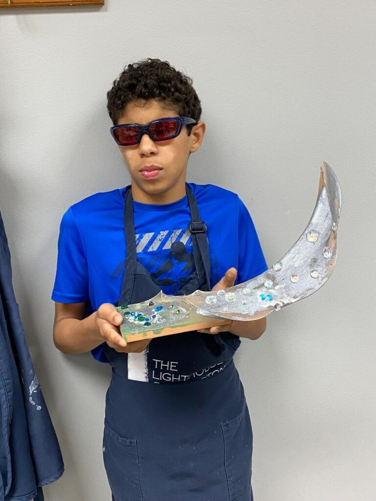 Artwork and artists from the September 2023 Student Sculptures session at Creating With Blind Abandon.
