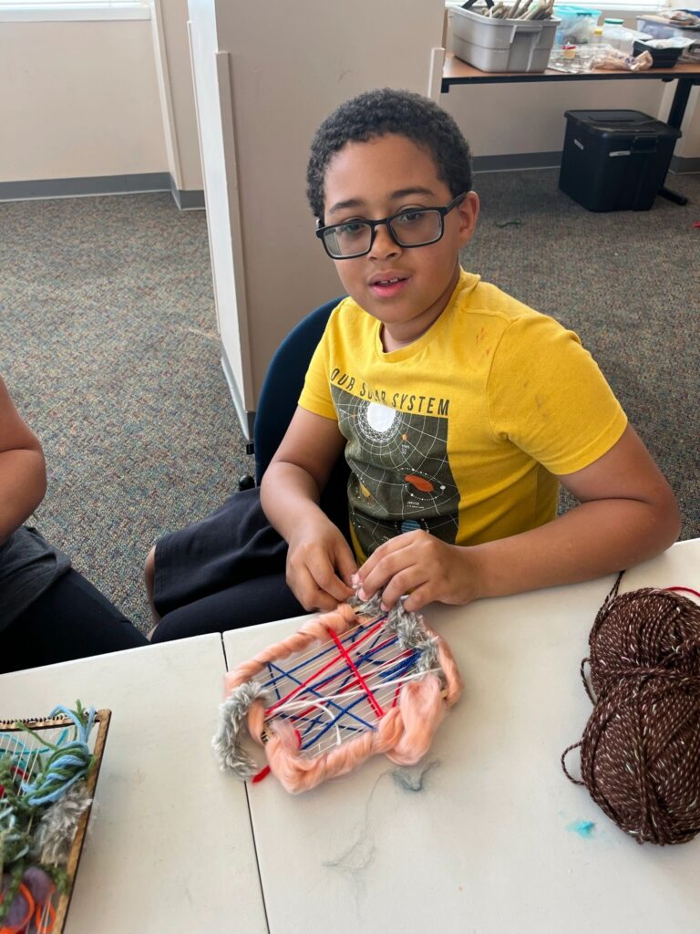 Artwork and artists from the March 2023 Weaving with guest artist, Tori Christenson session at Creating With Blind Abandon.