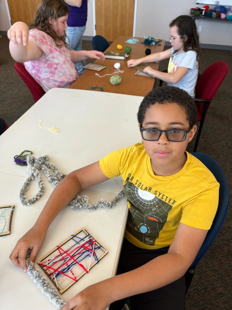 Artwork and artists from the March 2023 Weaving with guest artist, Tori Christenson session at Creating With Blind Abandon.