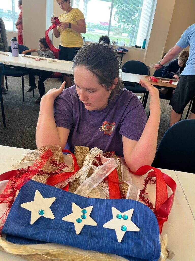 Artwork and artists from the May 2023 American Flag Banners session at Creating With Blind Abandon.
