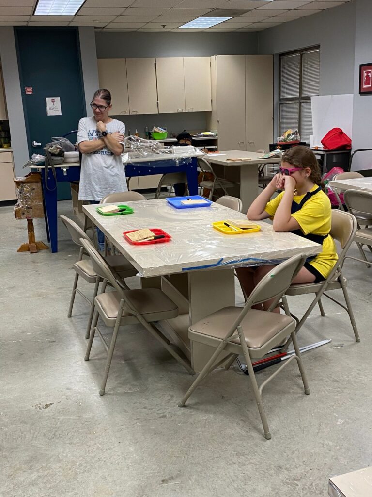 Artwork and artists from the September 2023 Student Sculptures session at Creating With Blind Abandon.