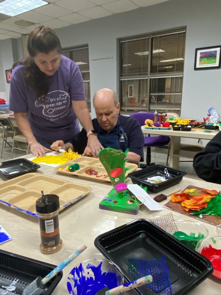 Artwork and artists from the Oct '23 — Adults- Fall Canvas Art session at Creating With Blind Abandon.