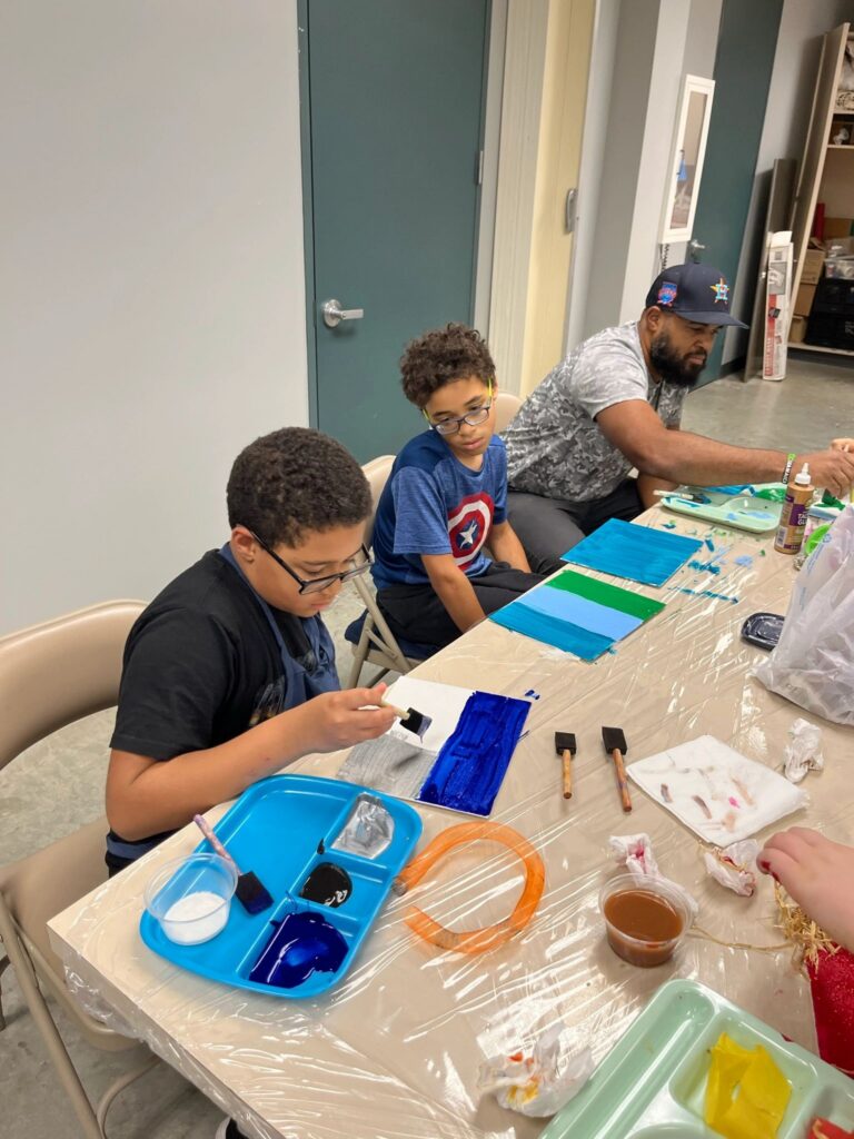 Artwork and artists from the Oct '23 — Kids - Fall Canvas Art session at Creating With Blind Abandon.