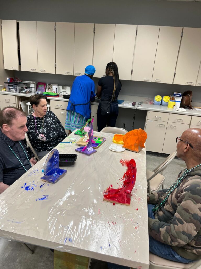 Artwork and artists from the September 2023 Adult Sculptures session at Creating With Blind Abandon.
