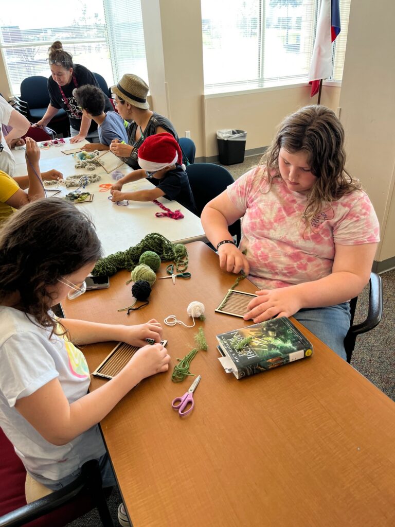 Artwork and artists from the March 2023 Weaving with guest artist, Tori Christenson session at Creating With Blind Abandon.